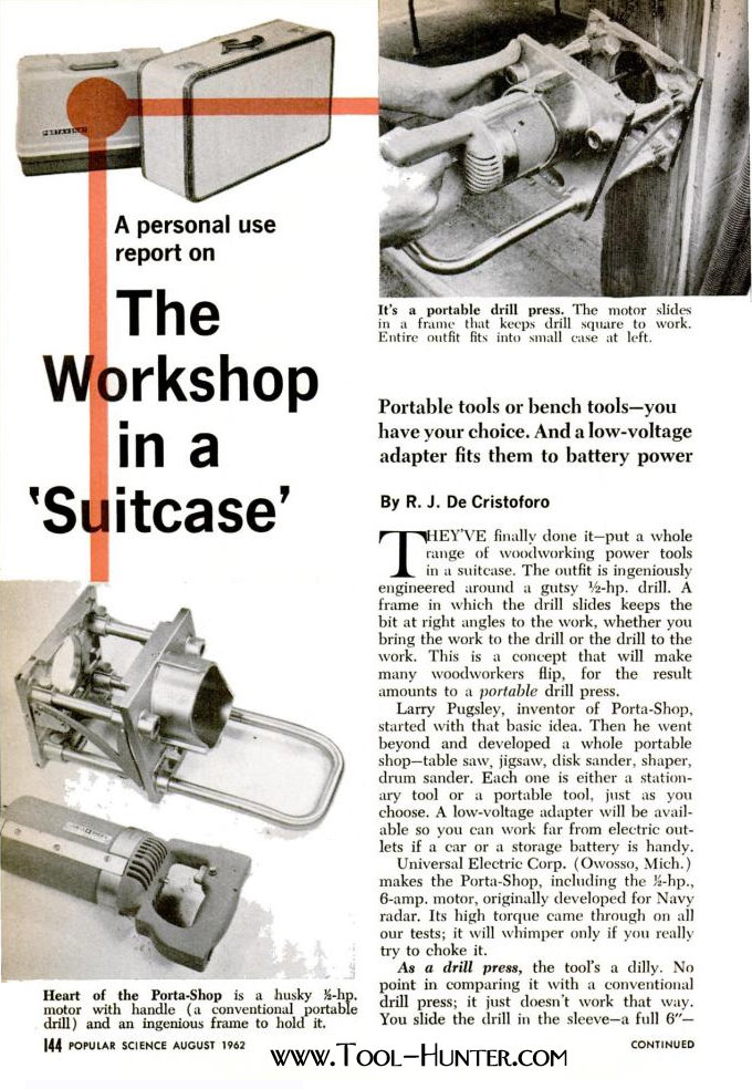 1962 ShopsmithLike Porta Shop Article "The in a Suitcase" by R. J. De Cristiforo